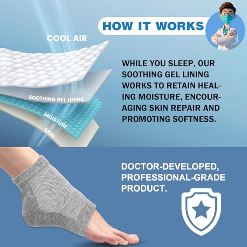 Moisturizing Toeless Socks for Cracked Heels - Heel Repair, Hydrate Dry Feet