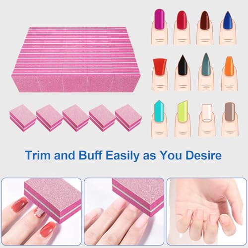 80/80 Grit Nail Buffers (50 Pack), Mini Nail Buffer Block Nail Files for Acrylic Nails and Natural Nails, Coarse Nail Buffer Blocks Bulk Buffing for Nail Buff Professional Manicure File Set Pink