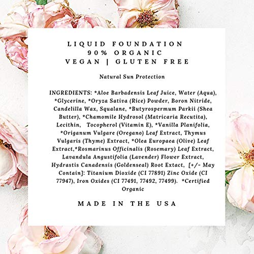 Mom's Secret 100% Natural Foundation, Organic, Vegan, Aloe Based, Natural Sun Protection, Gluten Free, Cruelty Free, Made in the USA, 1FL Oz. (Cashew - A Neutral Light/Medium)