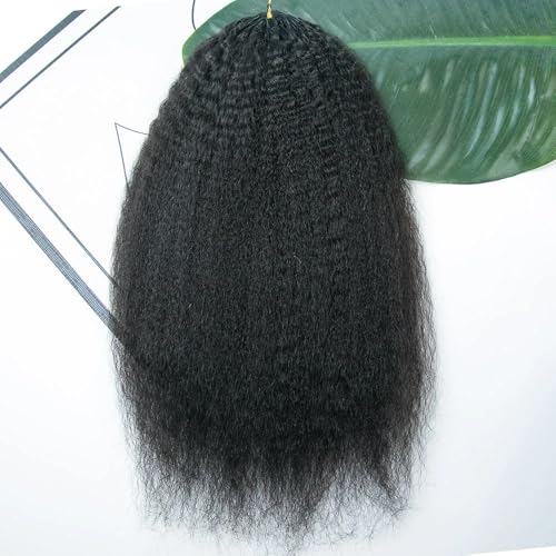 Kinky Straight Human Hair Crochet Knotless Pre-Separated Crochet Hair Extensions Feather Hair Line Extensions 100% Human Hair Natural Color 18 Inch 120g