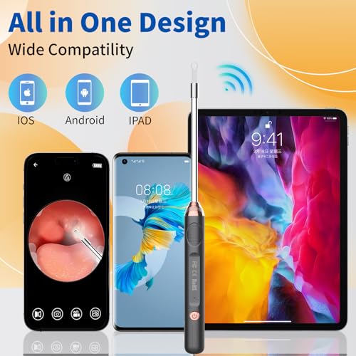 Tonsil Stone Remover with Camera£¬Tonsil Stone Removal Tool with LED Light£¬TonsilCleaner for Tonsil Stone Removal£¬Tonsillolith Removal Tool with 4 Head £¬Attachments for iOS & Android (Black and Gold)