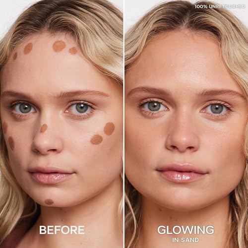 Saie Dew Bronze - Hydrating Liquid Bronzer Stick For a Sun Kissed Glow - Liquid Contour Stick Infused with Nourishing Skin Care Ingredients - Sculpted Face Makeup Essential - Sand (0.4 oz)