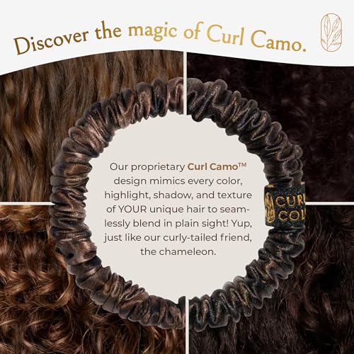 Mulberry Silk Skinny Hair Match Scrunchies for Women, Anti-Breakage Hair Ties for Curly, Thick & Thin Hair, 100% Silk, Satin Hair Scrunchies for Buns & Ponytails, Brown/Medium/Deep Brunette, 4-Pack