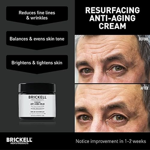 Brickell Men's Products Resurfacing Anti-Aging Face Cream For Men, Natural and Organic Face Moisturizer, Vitamin C Cream For Wrinkles, 2 Ounce, Scented