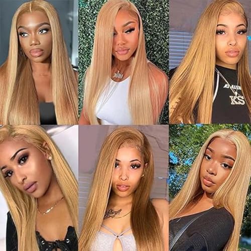 #27 Honey Blonde Bundle Human Hair Blonde Human Hair Bundles Straight 1 Bundle Color 27 16 Inch Blonde 100G/PC Unprocessed Brazilian Virgin Double Weft Hair Extension