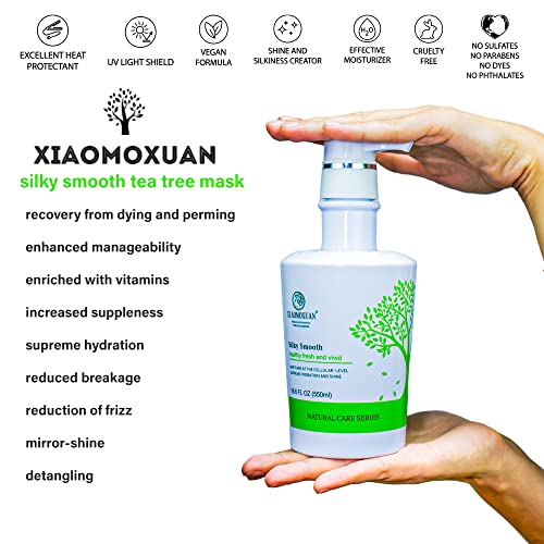 Xiaomoxuan Natural Tea Tree Collagen Shampoo and Vegan Hair Mask Hydrating Set - Deep Conditioner for Dry Damaged Hair, Color-Treated and Bleached Hair Repair - All Hair Types