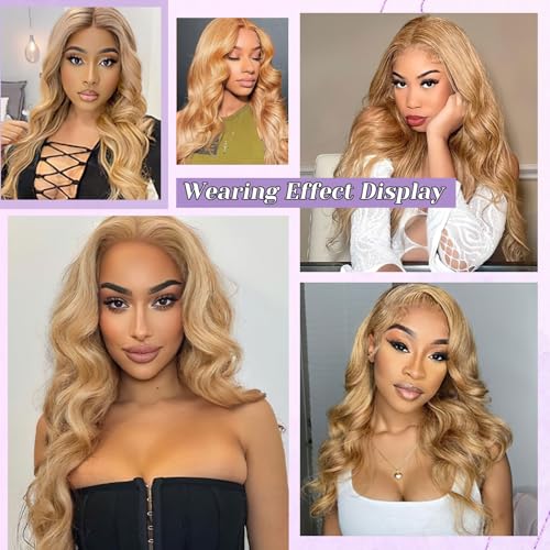 27# Honey Blonde Body Wave Bundles 100% Real Human Hair Bundles 20 22 24 Inch For Quick Weave Double Weft Can Be Dyed and Restyled
