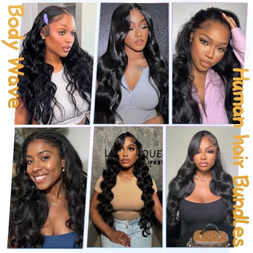 Human Hair Bundles 18 20 22 Inch Body Wave Bundles 100% Unprocessed Brazilian Virgin Hair Quick Weave Extensions Natural Black