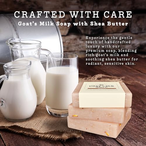 LOVERY Gifts for Women, Handmade Goat Milk Soap Made in USA With Organic Shea Butter - Oatmeal Goats Soap Bar, All Natural Soap Bar Made with Organic Goat Milk - 3 Pack