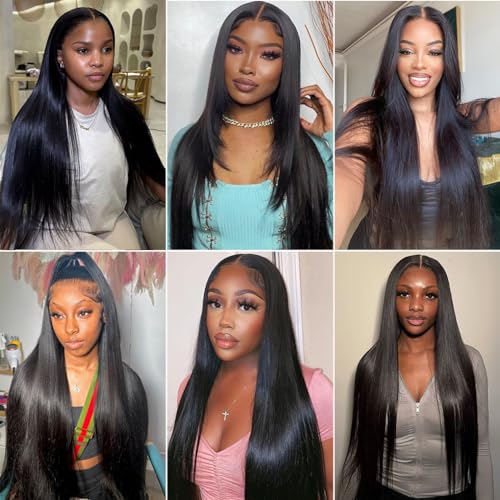 12A Brazilian Straight Bundles Human Hair 18 20 22 Inch, 100% Unprocessed Virgin Human Hair Bundles Straight, Sew In Hair Extensions Quick Weave 3 Glossy Hair Bundles, 300g/Pack Natural Black Color