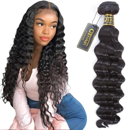 QTHAIR 16A Brazilian Loose Deep Wave Bundle 100% Unprocessed Bundles Brazilian Virgin Loose Deep Curly Human Hair Weave Wet and Wavy Curly Hair1 Bundle 12inch Human Hair
