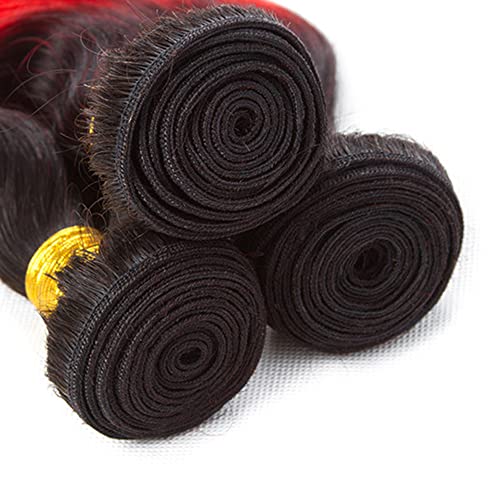 Red Body Wave Bundles Ombre Human Hair Bundle Tow Tone Black To Red Bundles 100% Unprocessed Virgin Hair Extensions 8 10 12 Inch