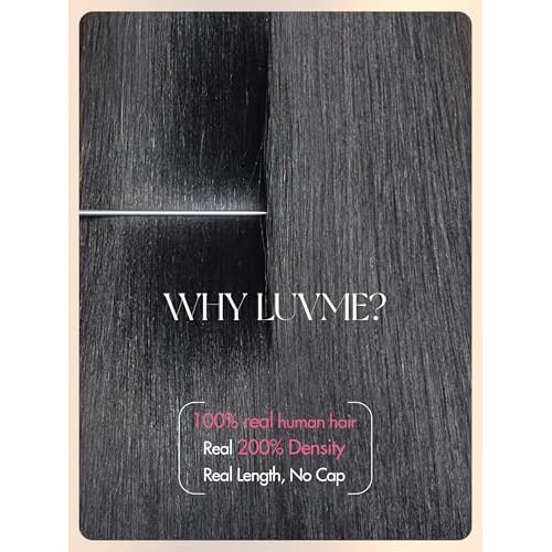 LUVME HAIR Half Wig Yaki Straight Flexi-Fit Invisi 3 in 1 Wigs Flip Drawstring Wig 200% Density Glueless Wigs 100% Human Hair Natural Black Ready to Go Headband Wig for Women 18 Inches