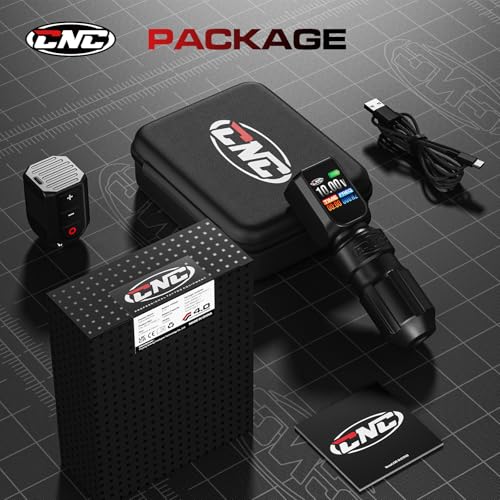 CNC Wireless Tattoo Machine, Rotary Pen with 3200mAh Dual Batteries Power Supply Tattoo Gun LED Display 4.0 Stroke Coreless Motor for Tattoo Professionals and Beginners CNC-M2-E77PRO-1