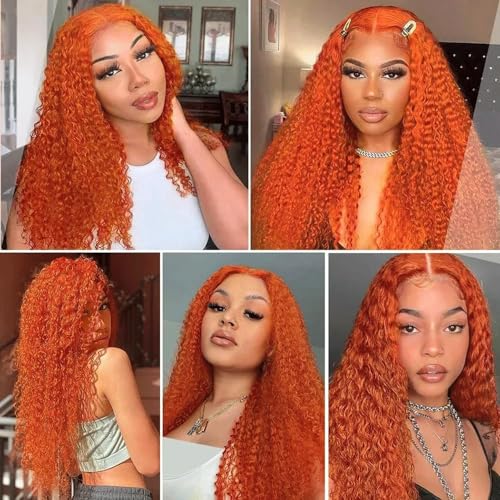 Color 350 Bundle Ginger Curly Wave Human Hair Bundles Orange Hair Weave Color 350 Orange Kinky Curly 3 Bundles 12 14 16 Inch Ginger Bundle 300G