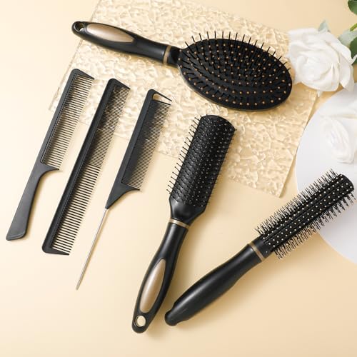 6 Pieces Detangling Styling Comb Set for Women and Men - For Straight, Curly, and All Hair Types