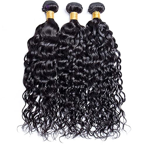 Water Wave Bundles Human Hair Unprocessed Brazilian Virgin 3 Bundles 12 14 16 Inch Natural Black Water Wave Bundle Human Hair Extensions 50 Gram Per Bundle