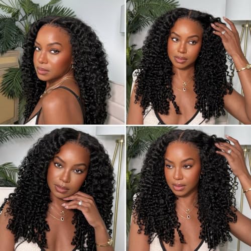 Feather Crochet Hair Extensions Lightweight Water Curly Pre Looped Crochet Human Hair Curly For Black Women Pre Separated Knotless Crochet Hair 18inch 120g