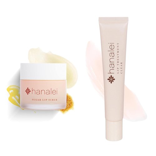Hanalei Lip Care Products Set Duo – Sugar Lip Scrub & Kukui Oil Lip Treatment for Dry, Cracked, Chapped Lips – Exfoliate, Hydrate & Moisturize for Soft, Smooth Lips – Natural and Cruelty-free