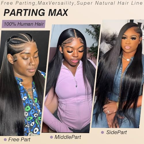 Beauty Queen 13x4 Lace Front Wigs Human Hair Straight 16 Inch Human Hair Wig Pre Plucked 220 Density HD Lace Frontal 16A Real Remy Human Short Hair Glueless Wigs for Women Natural Black Color