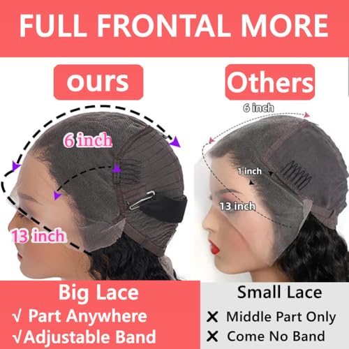 34 Inch 13x6 Lace Front Wigs Human Hair Water Wave Hd Lace Frontal Wigs Human Hair Wet And Wavy Pre Plucked With Baby Hair 200 Density Water Wave Glueless Frontal Wigs For Women Natural Color