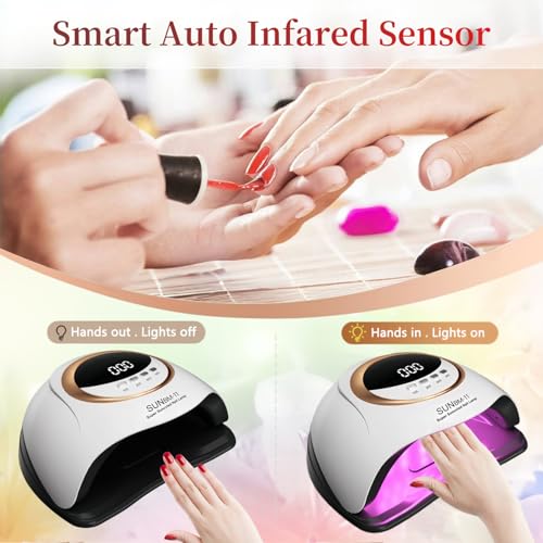 UV LED Nail Lamp, 280W Professional UV Nail Dryer Light for Gel Nails with 66 Beads, Fast Curing Gel Polish Lamp Auto Sensor 4 Timer Setting, Nail Art Drying Tools for Fingernail and Toenail