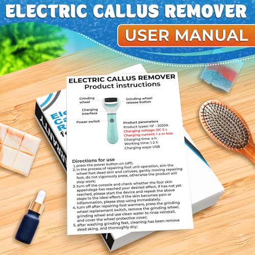 Rechargeable Electric Foot Callus Remover Tool ? High-Speed 2800 RPM Electric Foot Sander Callus Remover with Replaceable Roller ? Compact & Easy Maintenance, Up to 1-Hour Runtime for Smooth Feet
