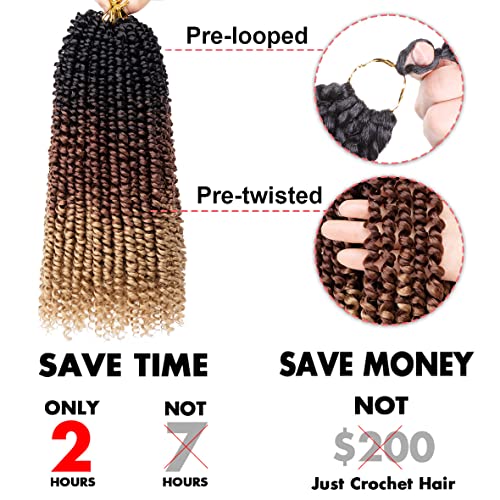 Leeven 8 Packs Pre twisted Passion Twist Crochet Hair for Black Women 12 Inch Synthetic Natural Black Passion Twist Hair With Curly Ends Pre-looped Goddess Passion Twists Braiding hair Extensions 1B#