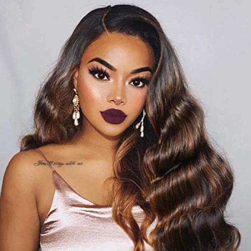 UNice Ombre Brown Highlight Body Wave Human Hair Weave 1 bundle 28 inch, Brazilian Remy Hair Dark Root Blonde Human Hair Weaves Extension Piano Color TFB30