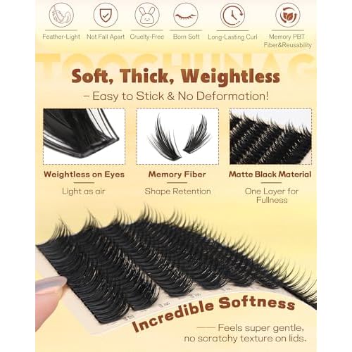 Spiky Manga Lash Clusters 12-20mm Anime Eyelash Clusters 300pcs Cluster Eyelash Extensions Fairy Eyelashes Cluster with Bottom Individual Lashes 80D+100D Volume DIY Lash Extension by TOOCHUNAG