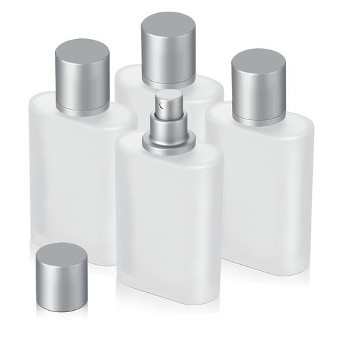 Jxcmeng 4 Pack 100ml/3.38 Oz Empty Frosted Glass Spray Bottle Perfume Atomizer, Refillable Spray Empty Perfume Bottles Fine Mist Atomizer Cosmetic Container for Travel (4 Pcs 100ml Frosted Bottles)