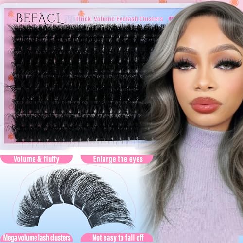 Lash Clusters Eyelash Extensions 280D Individual Eyelashes 14-25mm DIY Lashes Extension Mega Volume False Eyelashes by BEFACL(Dramatic)
