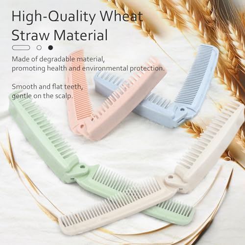4 PCS Wheat Straw Foldable Hair & Makeup Comb: Portable, Eco-Friendly, For Men & Women - Perfect for Travel