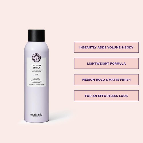 Maria Nila, Texture Spray 250 ml, Hold 2/5, Moisturizing & provides Instant Volume and Texture, 100% Vegan & Sulfate/Paraben free