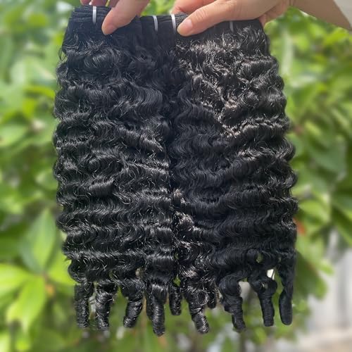 Burmese Curly Bundles Human Hair 18 20 22 Inch 12A Grade 100% Unprocessed Brazilian Virgin Hair Weave with Spriral End 3c4a Quick Weave Real Human Hair Extensions For Black Women Natural Black