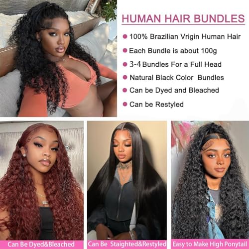 Selina 4 Bundles 18''20"22"24" Kinky Curly Bundles Human Hair Bundles Unprocessed Remy Hair Extensions Brazilian Virgin Human Hair 100 Gram/Bundle (18 20 22 24inch, Natural Color)