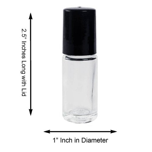 Super Z Outlet Clear (1/6 Oz/5 ml) Plain Glass Container Tubes Roll-On Bottles with Ball Tips and Black Caps for Homemade Lip Care Products, Essential Oils, Cosmetic Gift, Perfumes (24 Pack)