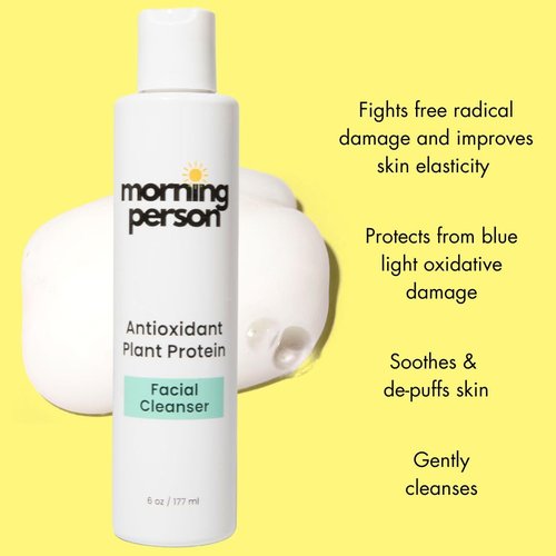 Antioxidant Plant Protein Facial Cleanser - Calming And Soothing With Green Tea And Aloe Vera - Hydrating And De-Puffing - Sulfate and Paraben Free