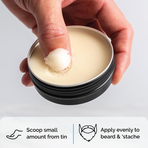 ZEUS Beard Balm, Natural Beeswax & Shea Butter Balm, Softening Conditioner for Facial Hair – MADE IN USA (Sandalwood) 2 oz.
