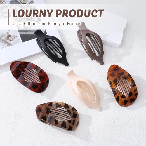 Lourny Flat Hair Clips for Women, 6PCS Flat Claw Clips for Thin Hair Lightweight Non-Slip Claw Clips for Women