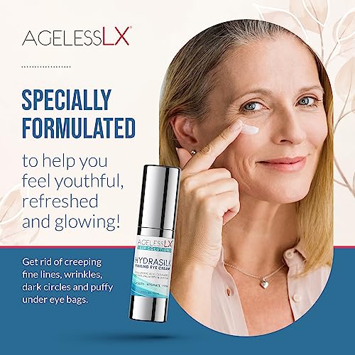 AgelessLX - Hydrasilk Eye Cream - Firming Under Eye Cream for Dark Circles and Puffiness - Hyaluronic Acid Moisturizer for Wrinkles, Fine Lines and Puffy Eye Bags - 0.5 OZ