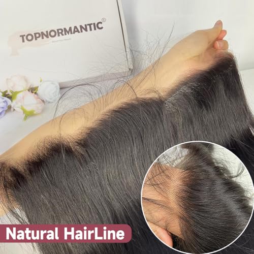 13x6 Lace Frontal, 0.12mm Ultra-Thin Invisible Transparent HD Swiss Lace Pre Plucked with Baby Hair Small Single Knots Ear to Ear Frontal Closure Natural Hairline Free Part 18 Inch
