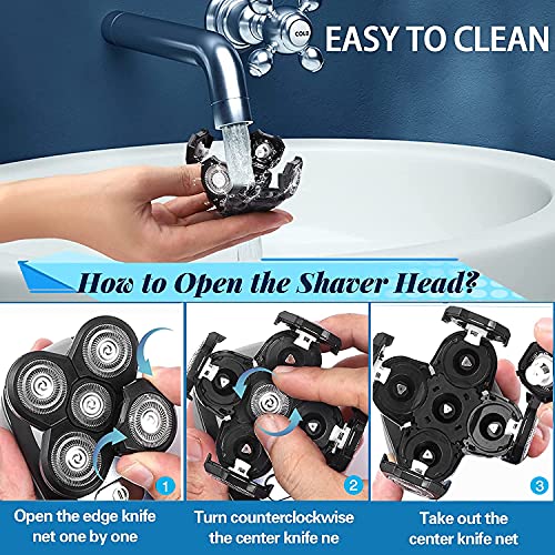 Roziapro Replacement Shaver Head Blade Cutters 5D Floating Shaving Waterproof Electric Razor (Gold & Grey)
