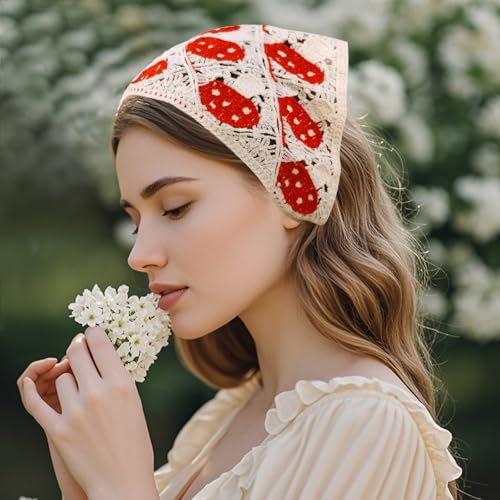 Crochet Hair Bandana,Triangle Head Scarf,Knitted Headband,Lace Bandana for Women,Crochet Bandana Kit