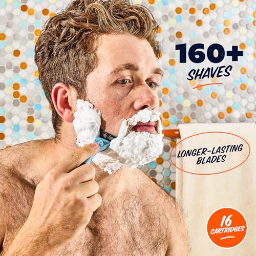 Dollar Shave Club | 4 Blade Razor Refills (16 Pack) | Swift Rinse Blades for Longer and Thicker Hair