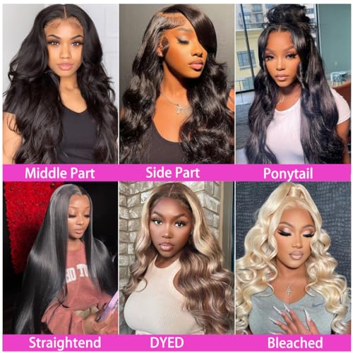 30 Inch Body Wave Glueless wigs human hair Pre Plucked 13x4 HD Lace Front Wigs Human Hair Body Wave Lace Frontal Wigs with Baby Hair Human hair Wigs for Women 180 Density Natural Black