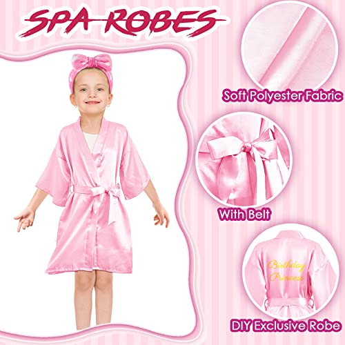 Jecery 18 Pcs Spa Party Supplies for Girls 6 Satin Kimono Robe 6 Spa Headband 6 Disposable Foam Pedicure Slippers