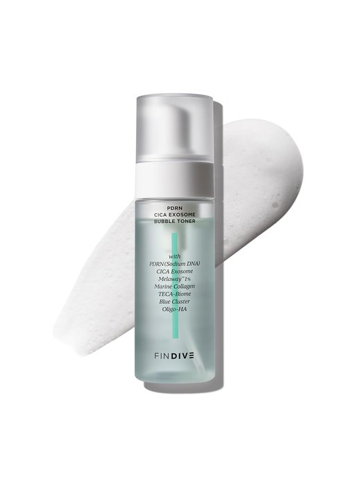 FINDIVE Official PDRN CICA Exosome Bubble Toner, PDRN (Sodium DNA) 1,000ppm, CICA Exosome 1,000ppm, Marin Collagen, Soothes, Regenerates Skin, Korean Skincare 5.07fl.oz