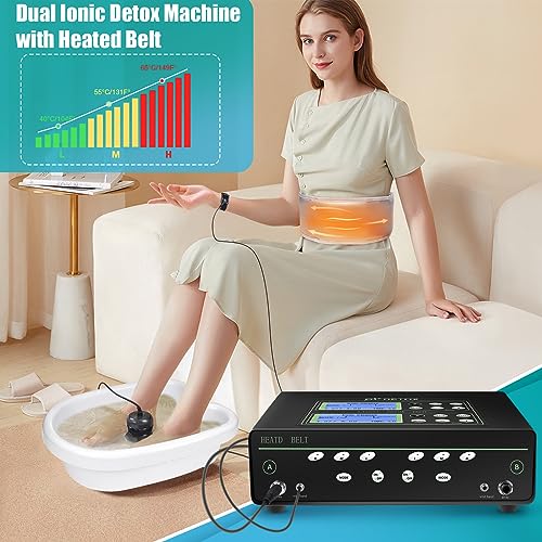 Dual Ionic Foot Bath Detox Machine, Ion Cleanse Detox Foot Spa Set of 2 with Arrays, Heated Waist Belt | 5 Detox Modes, Time Preset