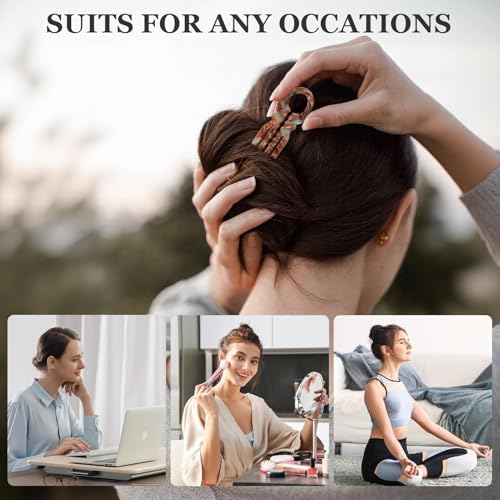 Sunolga 3 PCS Prestige French Hair Pins for Women, 4.38" Large Lialys Hair Pins for All Hair, Curved Shape for Better Head Fit Hair Accessories, Serrated Anti-Slip Design Hairpins